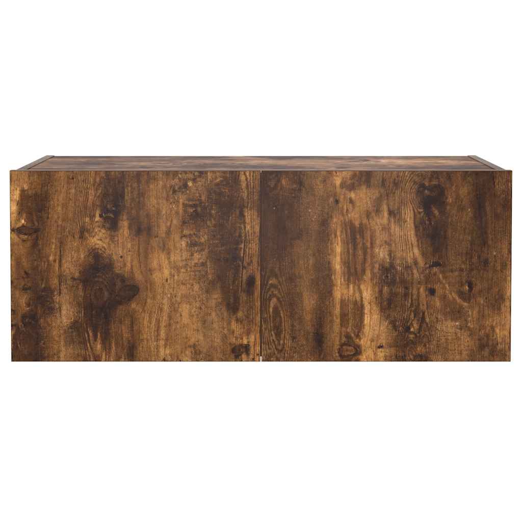 TV Wall Cabinet with LED Lights Smoked Oak 80x35x31 cm