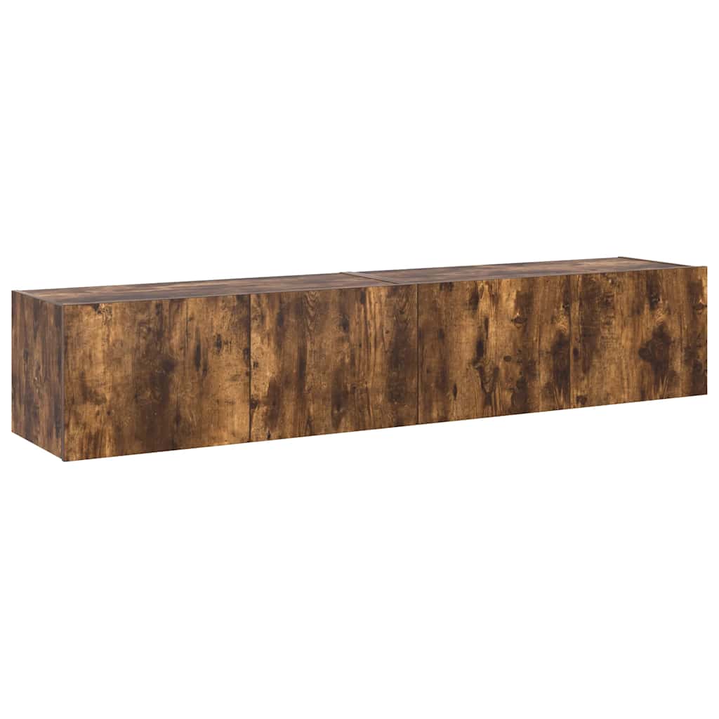 TV Wall Cabinets with LED Lights 2 pcs Smoked Oak 80x35x31 cm