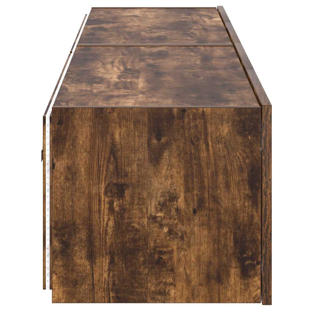 TV Wall Cabinets with LED Lights 2 pcs Smoked Oak 80x35x31 cm