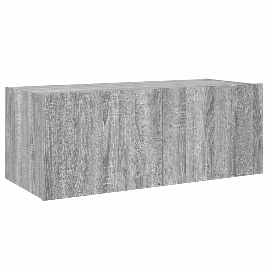 TV Wall Cabinet with LED Lights Grey Sonoma 80x35x31 cm