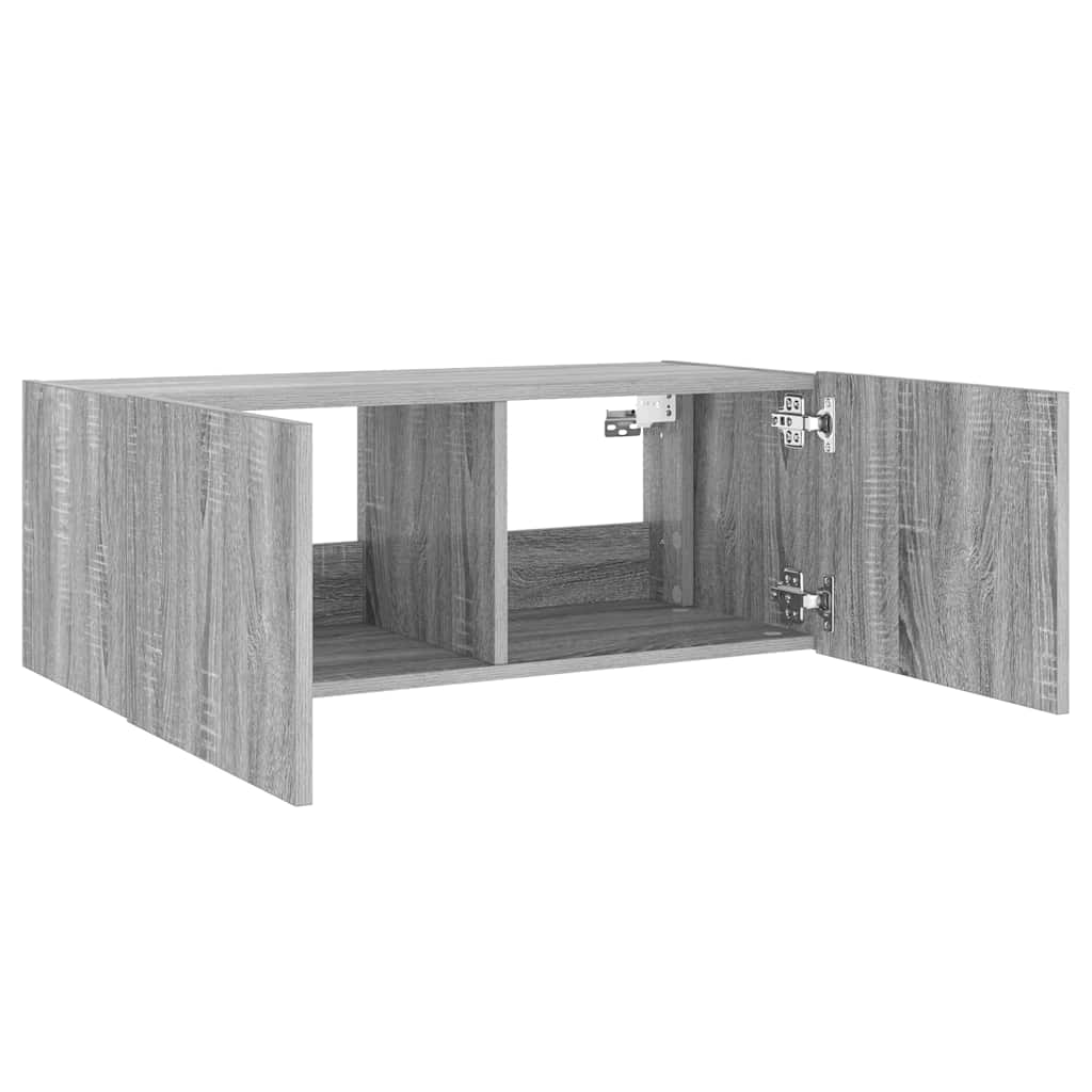TV Wall Cabinet with LED Lights Grey Sonoma 80x35x31 cm