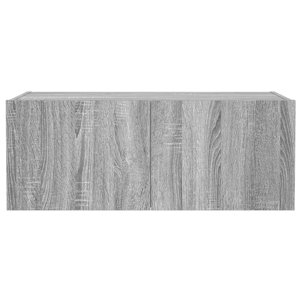 TV Wall Cabinet with LED Lights Grey Sonoma 80x35x31 cm