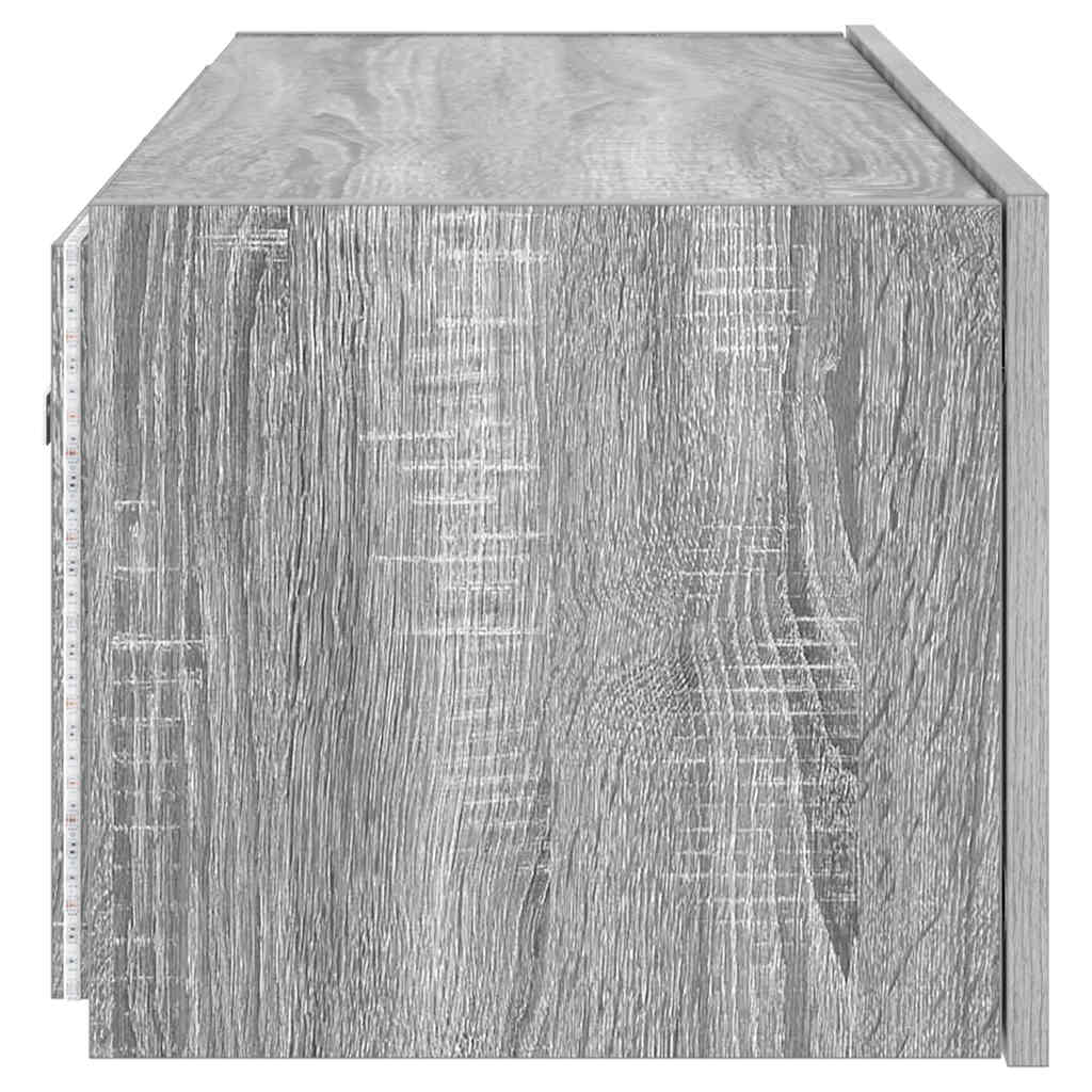 TV Wall Cabinet with LED Lights Grey Sonoma 80x35x31 cm