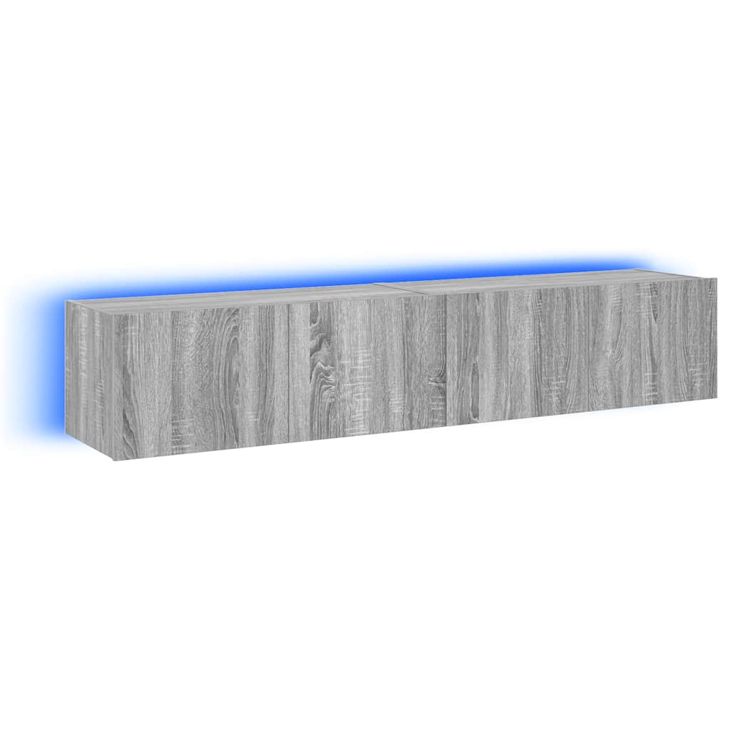 TV Wall Cabinets with LED Lights 2 pcs Grey Sonoma 80x35x31 cm