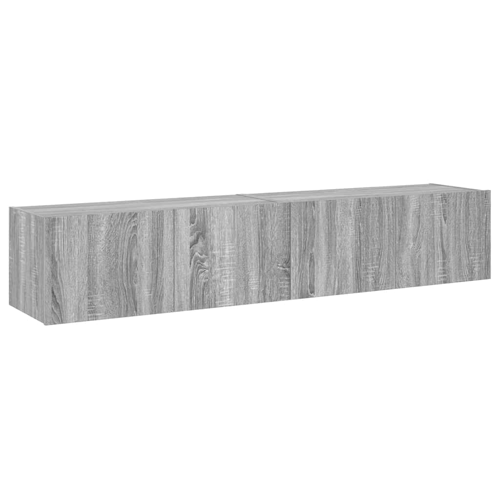TV Wall Cabinets with LED Lights 2 pcs Grey Sonoma 80x35x31 cm