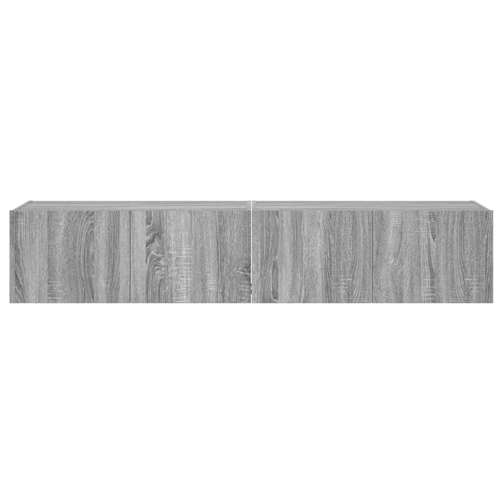 TV Wall Cabinets with LED Lights 2 pcs Grey Sonoma 80x35x31 cm