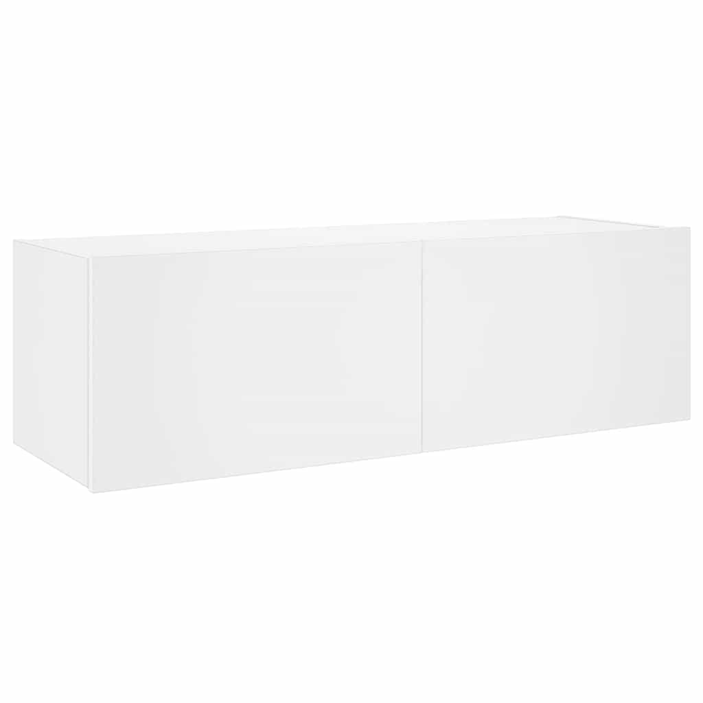 TV Wall Cabinet with LED Lights White 100x35x31 cm