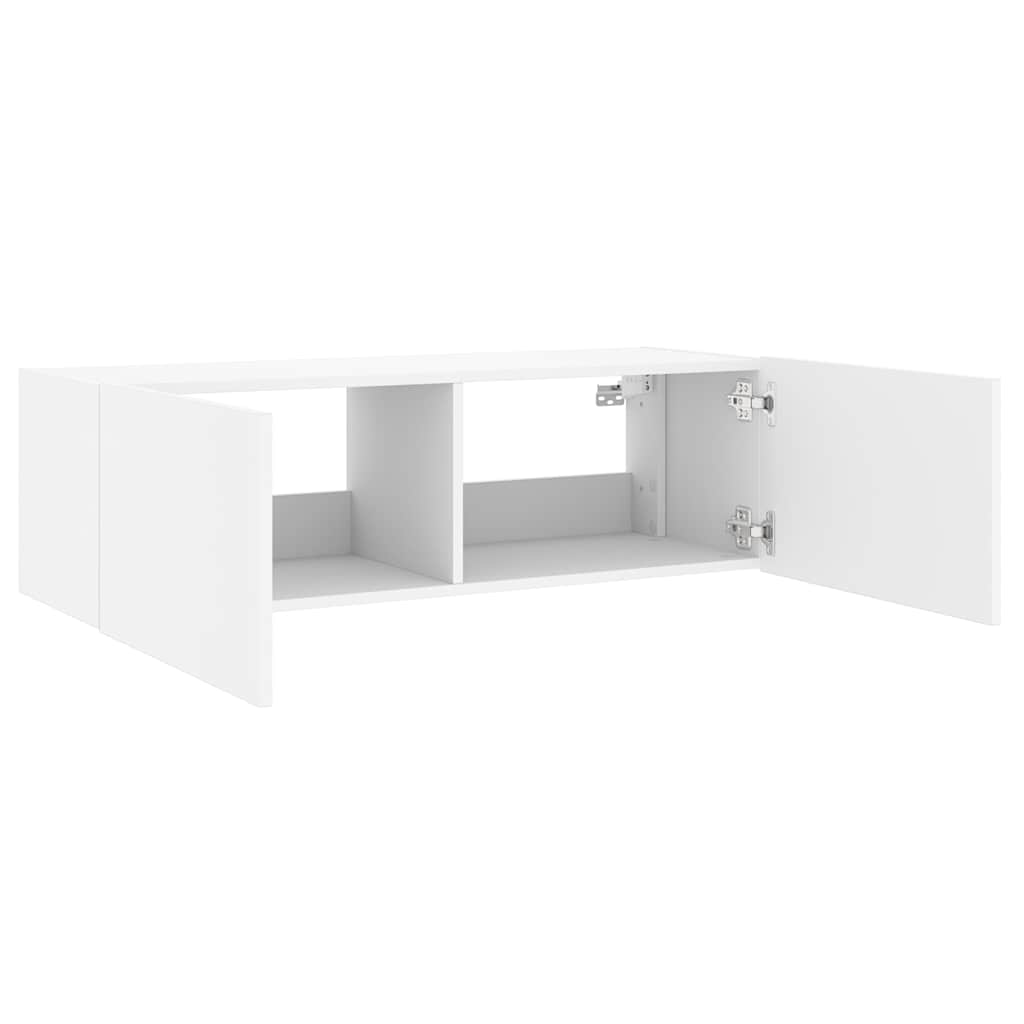 TV Wall Cabinet with LED Lights White 100x35x31 cm