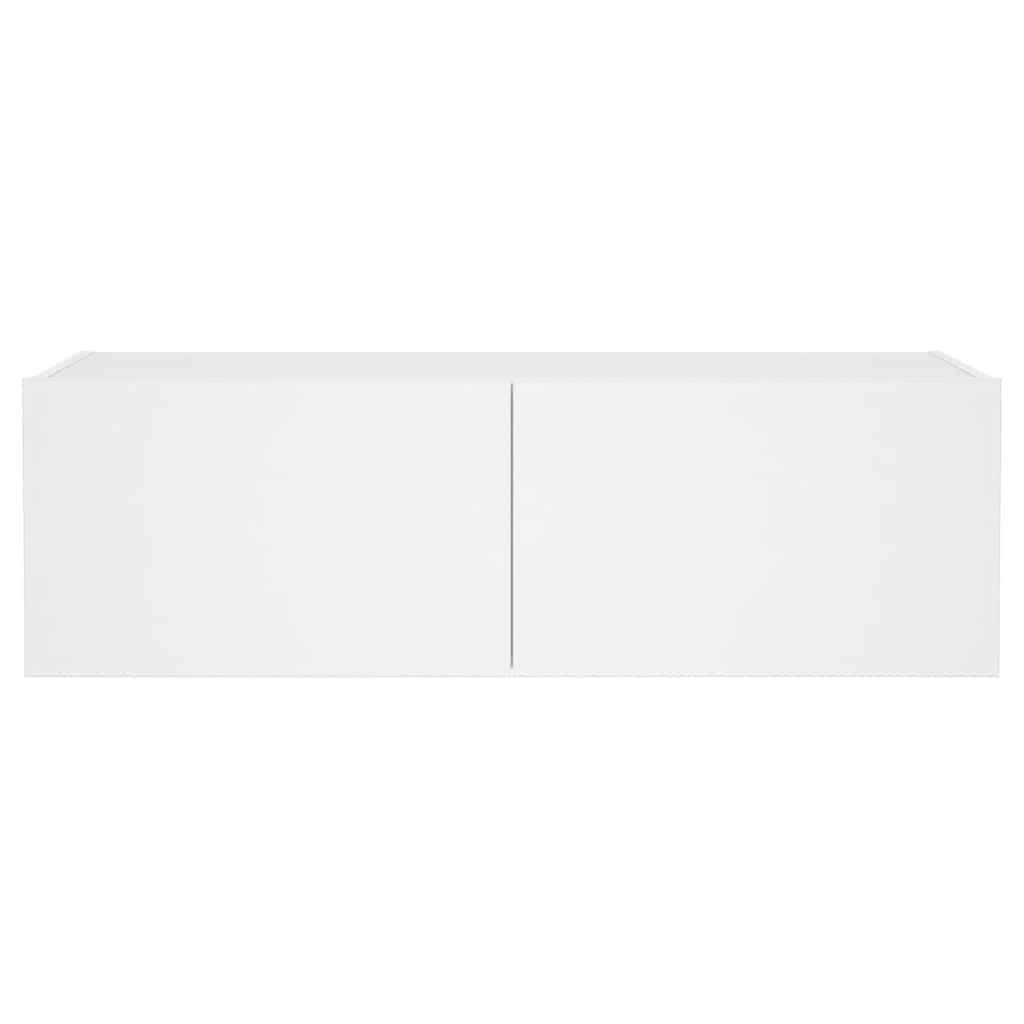 TV Wall Cabinet with LED Lights White 100x35x31 cm