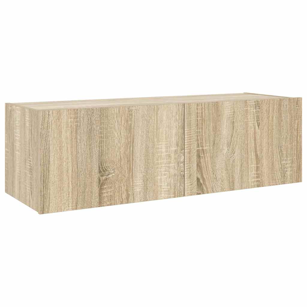 TV Wall Cabinet with LED Lights Sonoma Oak 100x35x31 cm