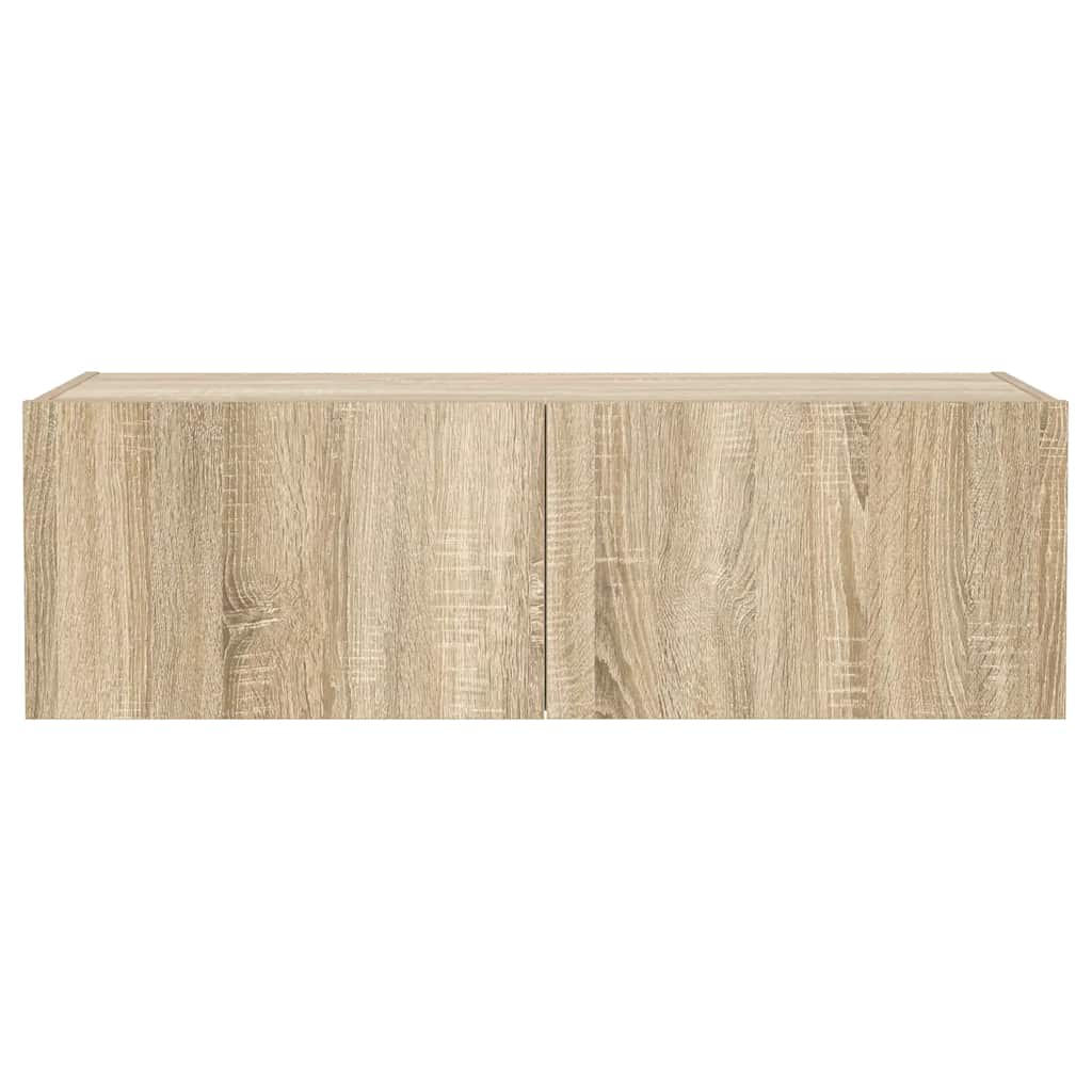TV Wall Cabinet with LED Lights Sonoma Oak 100x35x31 cm