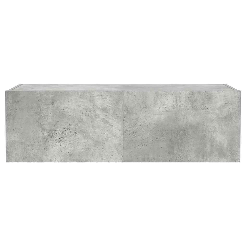 TV Wall Cabinet with LED Lights Concrete Grey 100x35x31 cm