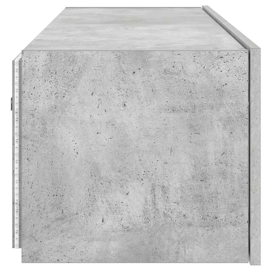 TV Wall Cabinet with LED Lights Concrete Grey 100x35x31 cm