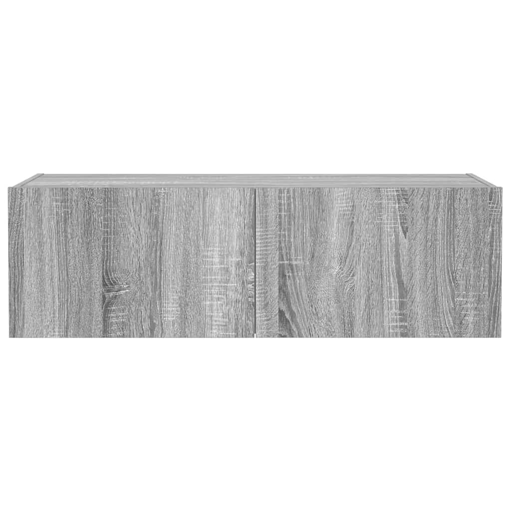 TV Wall Cabinet with LED Lights Grey Sonoma 100x35x31 cm