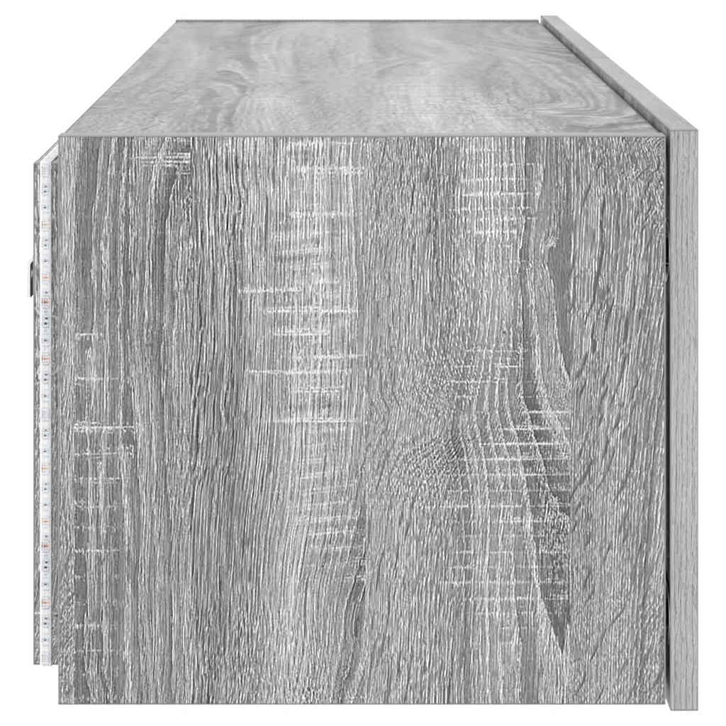 TV Wall Cabinet with LED Lights Grey Sonoma 100x35x31 cm