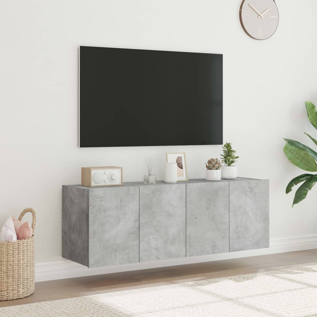 vidaXL TV Wall Cabinets with LED Lights 2 pcs Concrete Grey 60x35x41 cm