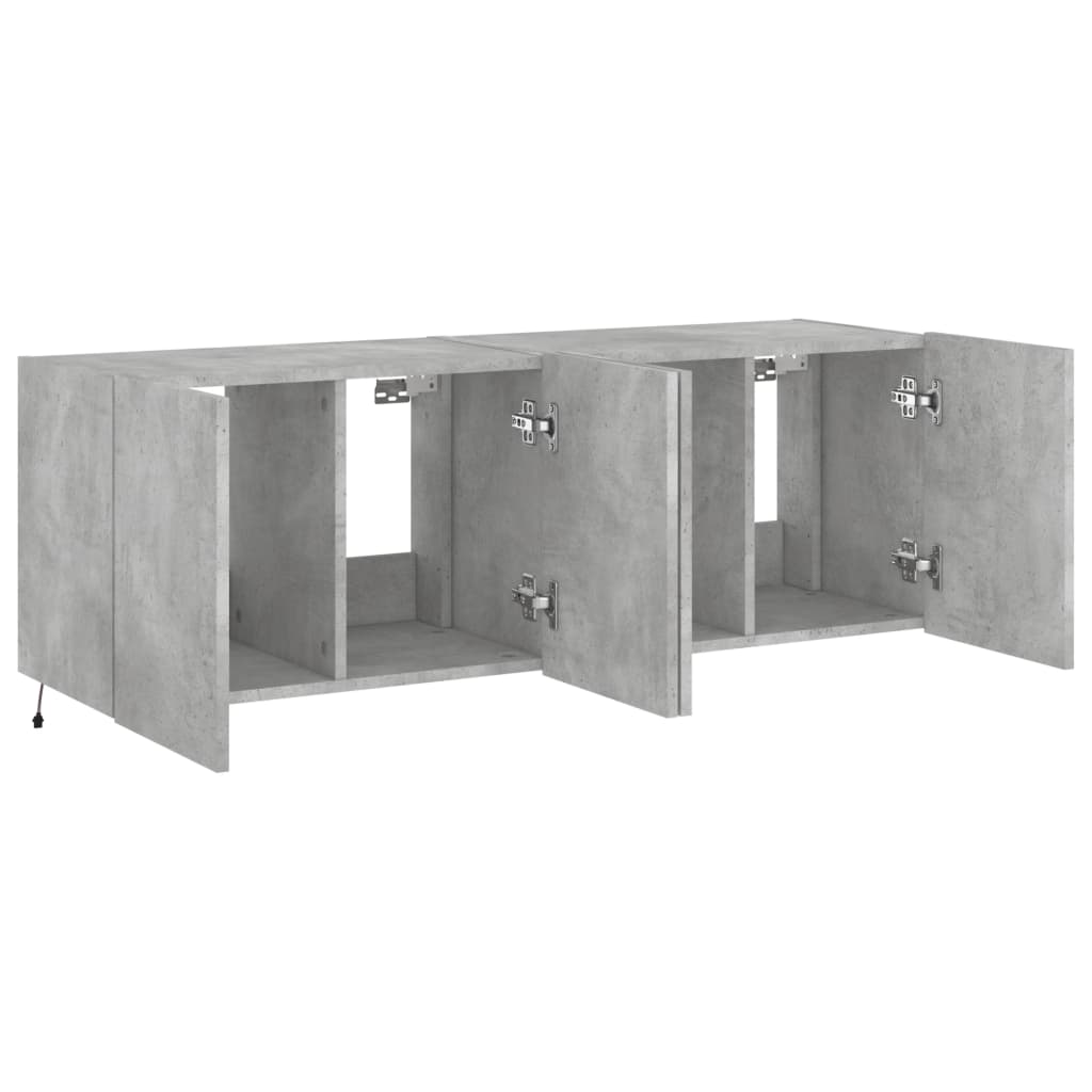 vidaXL TV Wall Cabinets with LED Lights 2 pcs Concrete Grey 60x35x41 cm