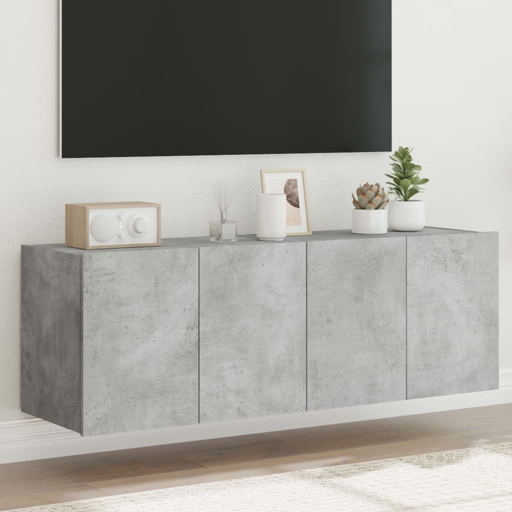 vidaXL TV Wall Cabinets with LED Lights 2 pcs Concrete Grey 60x35x41 cm