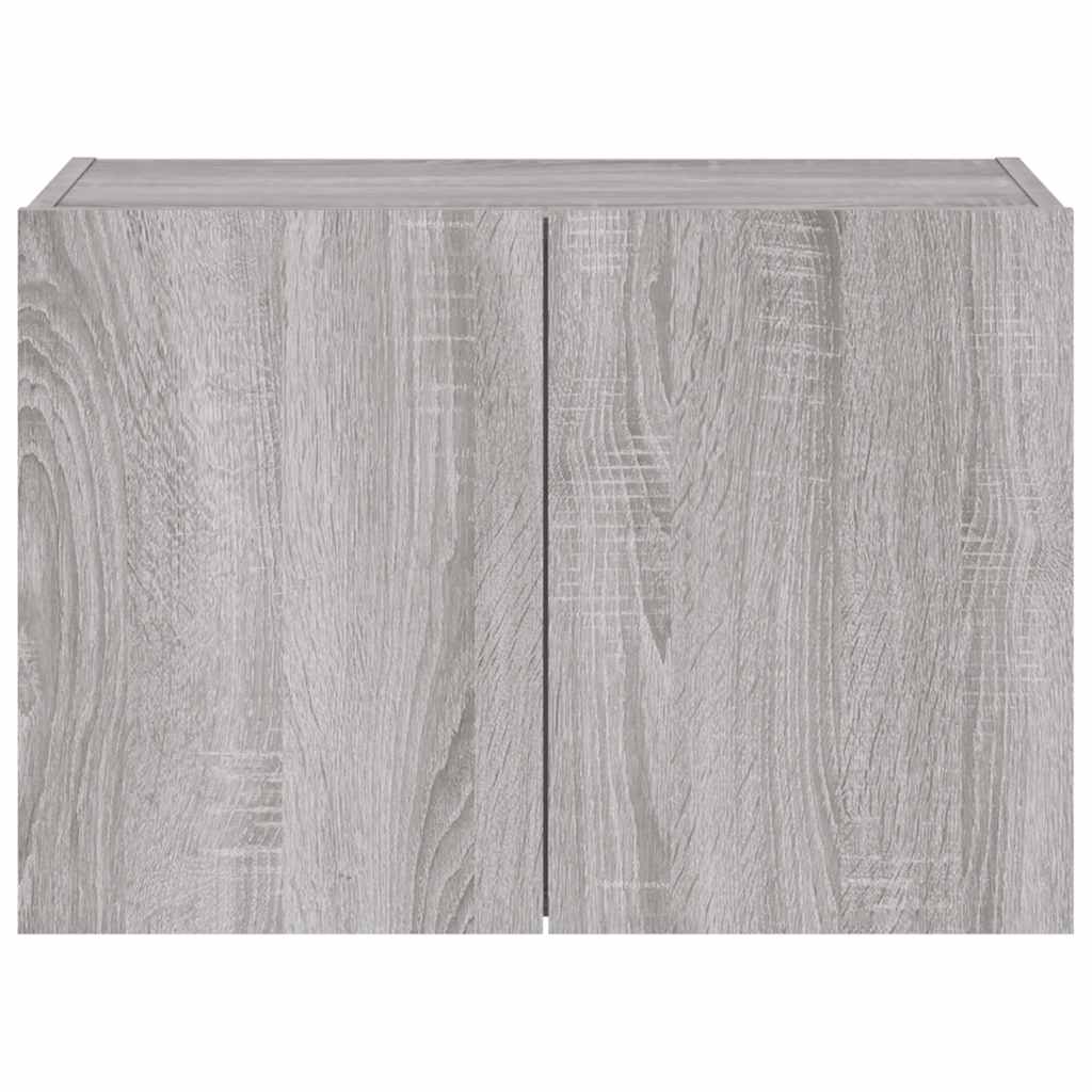 TV Wall Cabinet with LED Lights Grey Sonoma 60x35x41 cm