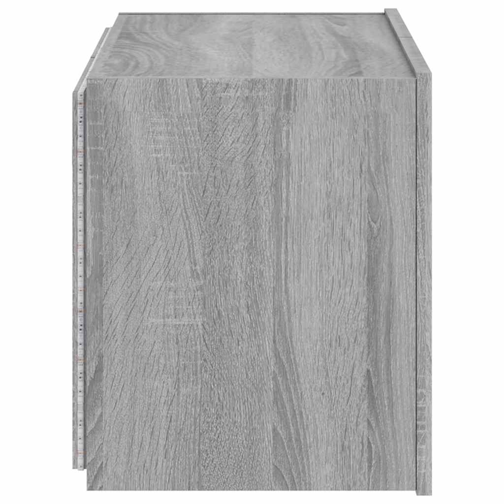 TV Wall Cabinet with LED Lights Grey Sonoma 60x35x41 cm