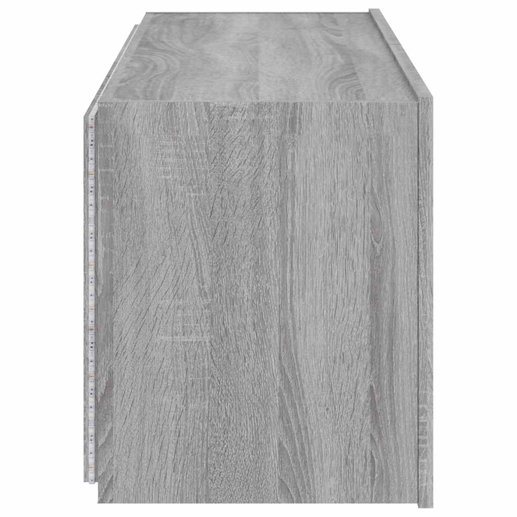 TV Wall Cabinets with LED Lights 2 pcs Grey Sonoma 60x35x41 cm