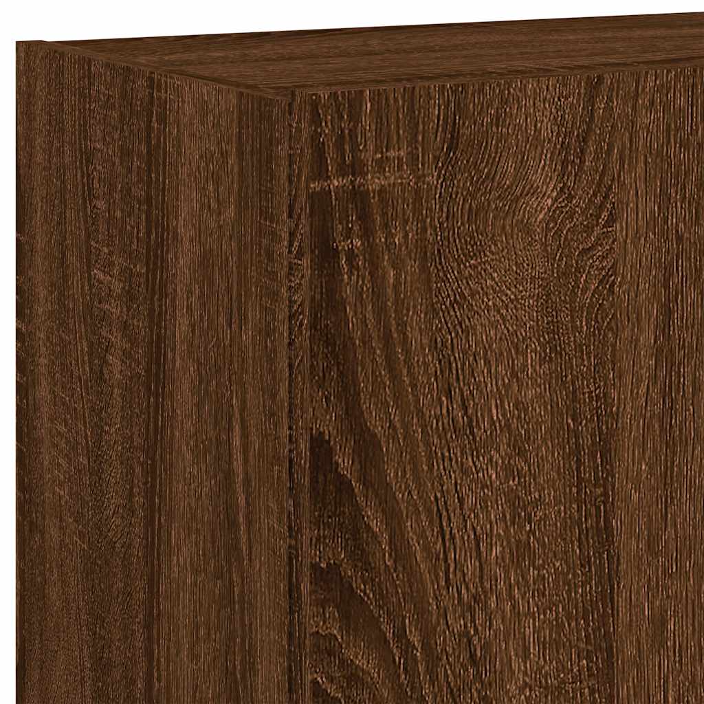TV Wall Cabinet with LED Lights Brown Oak 60x35x41 cm