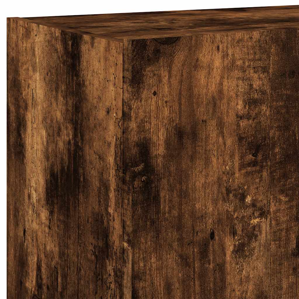 TV Wall Cabinet with LED Lights Smoked Oak 80x35x41 cm