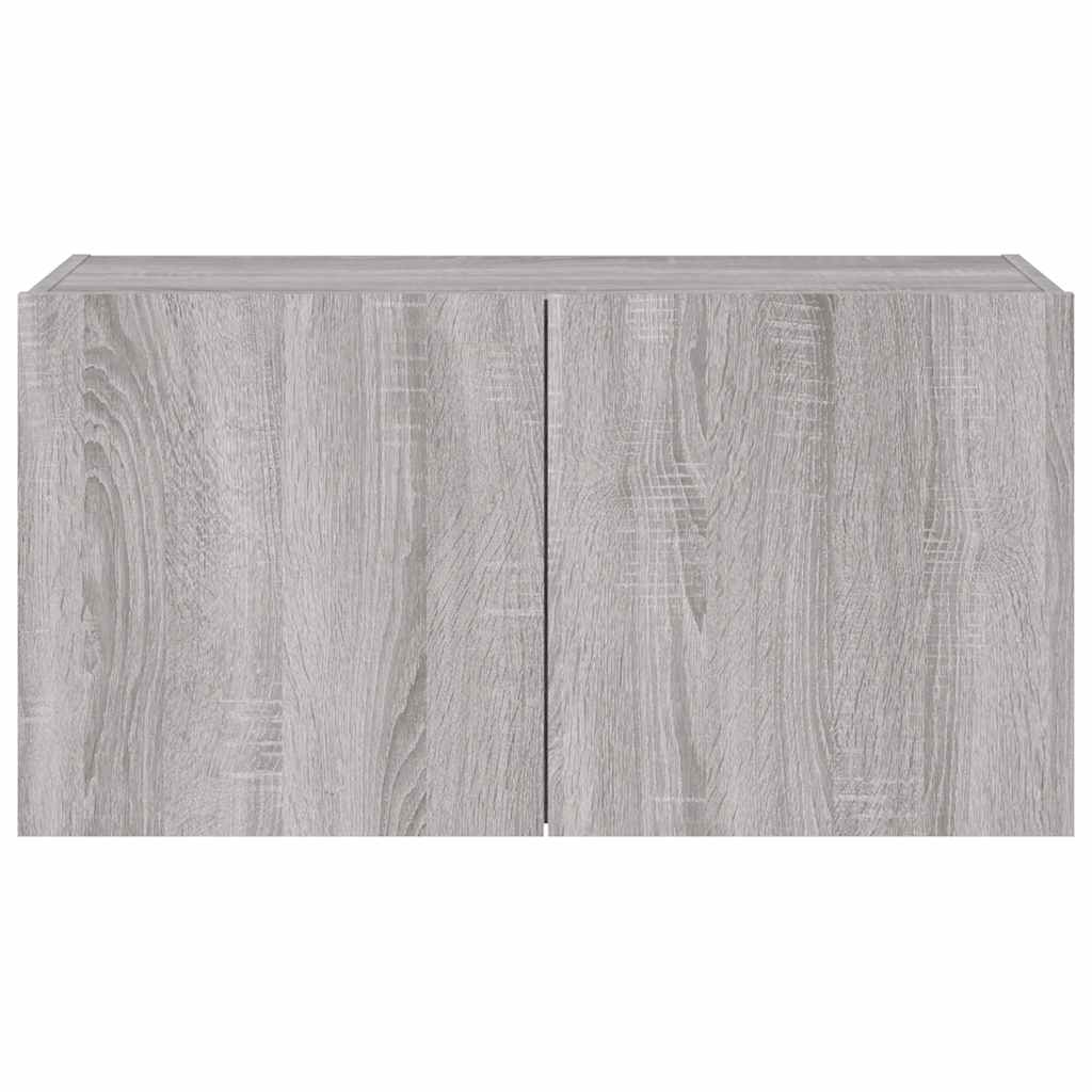 TV Wall Cabinet with LED Lights Grey Sonoma 80x35x41 cm