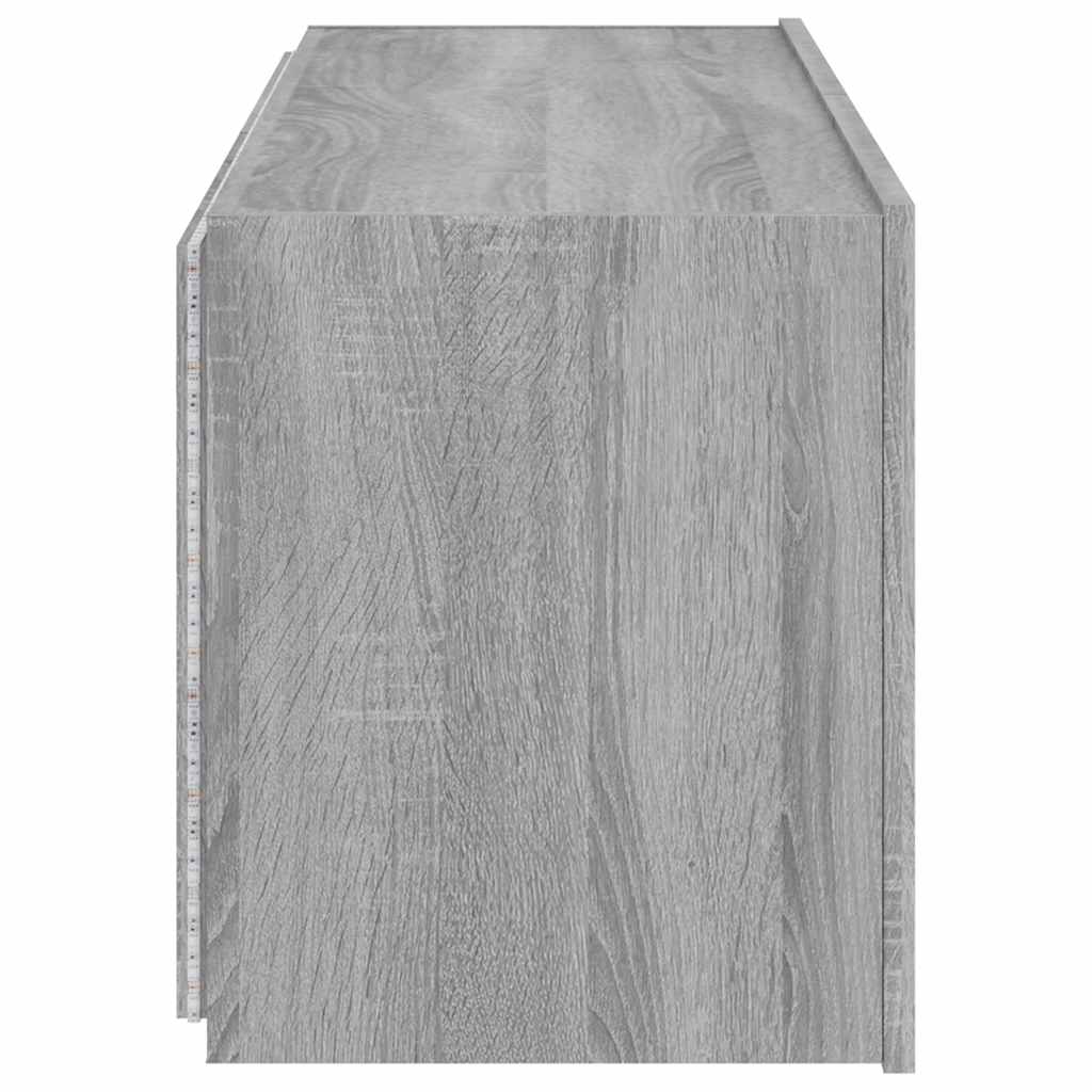 TV Wall Cabinet with LED Lights Grey Sonoma 100x35x41 cm