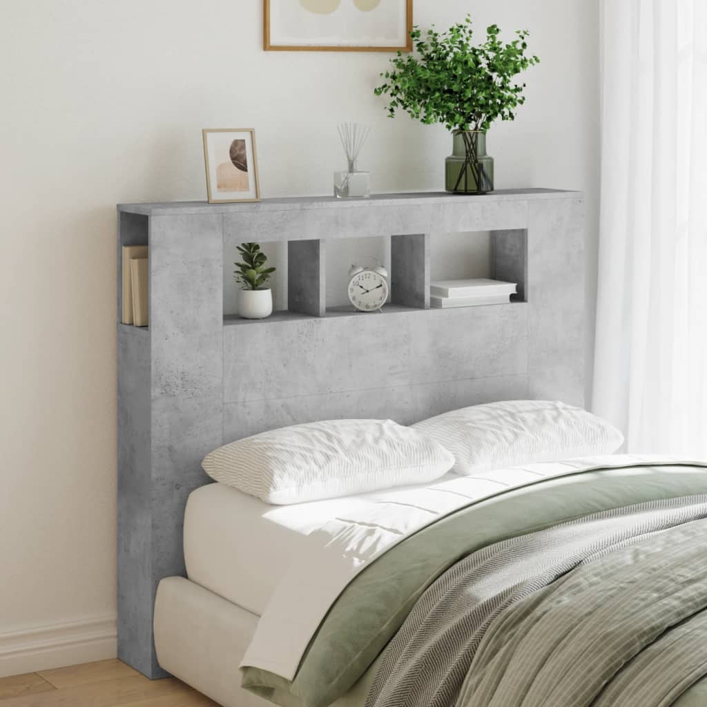 vidaXL LED Headboard Concrete Grey 120x18.5x103.5 cm Engineered Wood