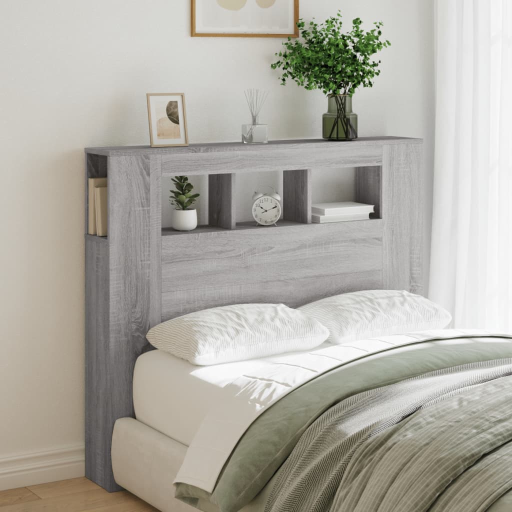 vidaXL LED Headboard Grey Sonoma 120x18.5x103.5 cm Engineered Wood