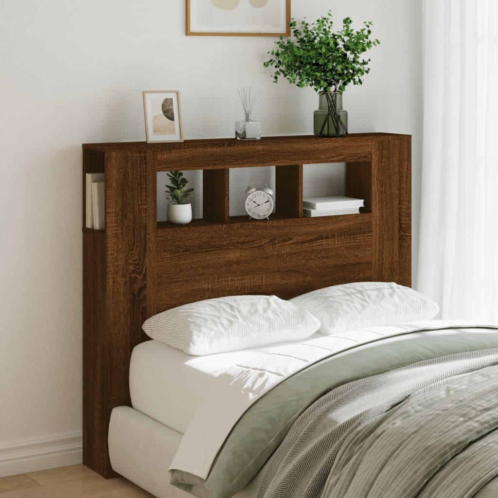 vidaXL LED Headboard Brown Oak 120x18.5x103.5 cm Engineered Wood