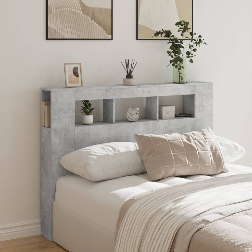 vidaXL LED Headboard Concrete Grey 140x18.5x103.5 cm Engineered Wood