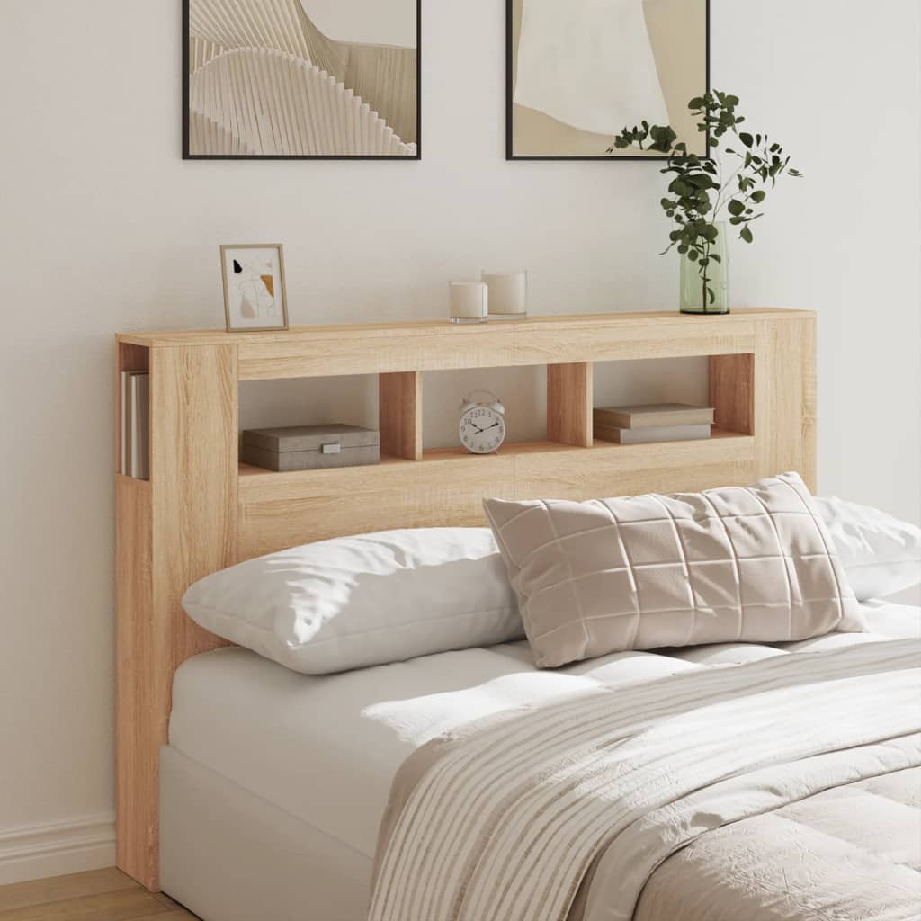 vidaXL LED Headboard Sonoma Oak 160x18.5x103.5 cm Engineered Wood