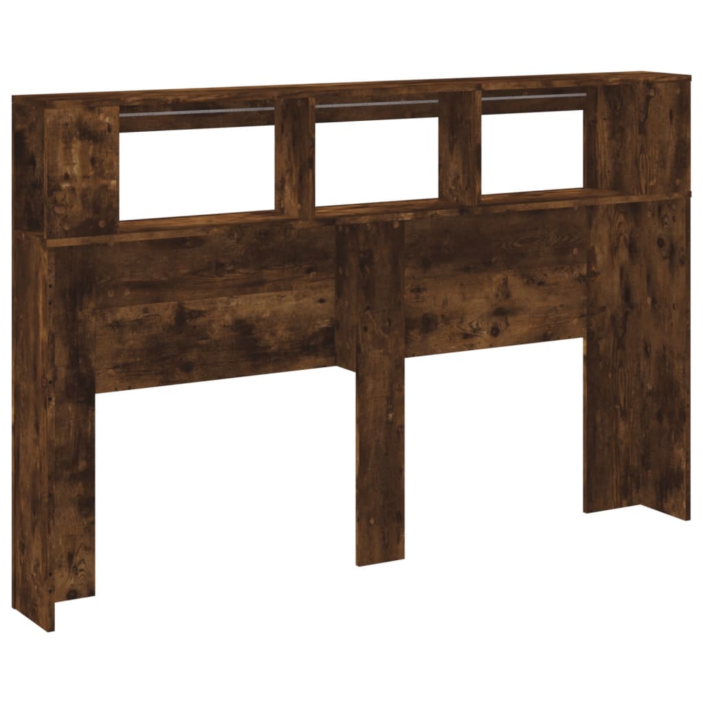 LED Headboard Smoked Oak 160x18.5x103.5 cm Engineered Wood