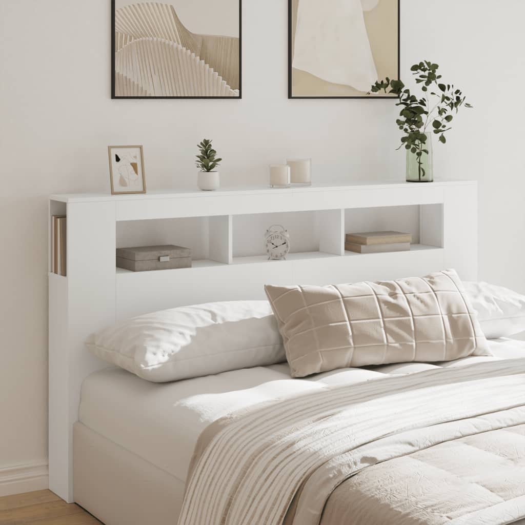 vidaXL LED Headboard White 180x18.5x103.5 cm Engineered Wood