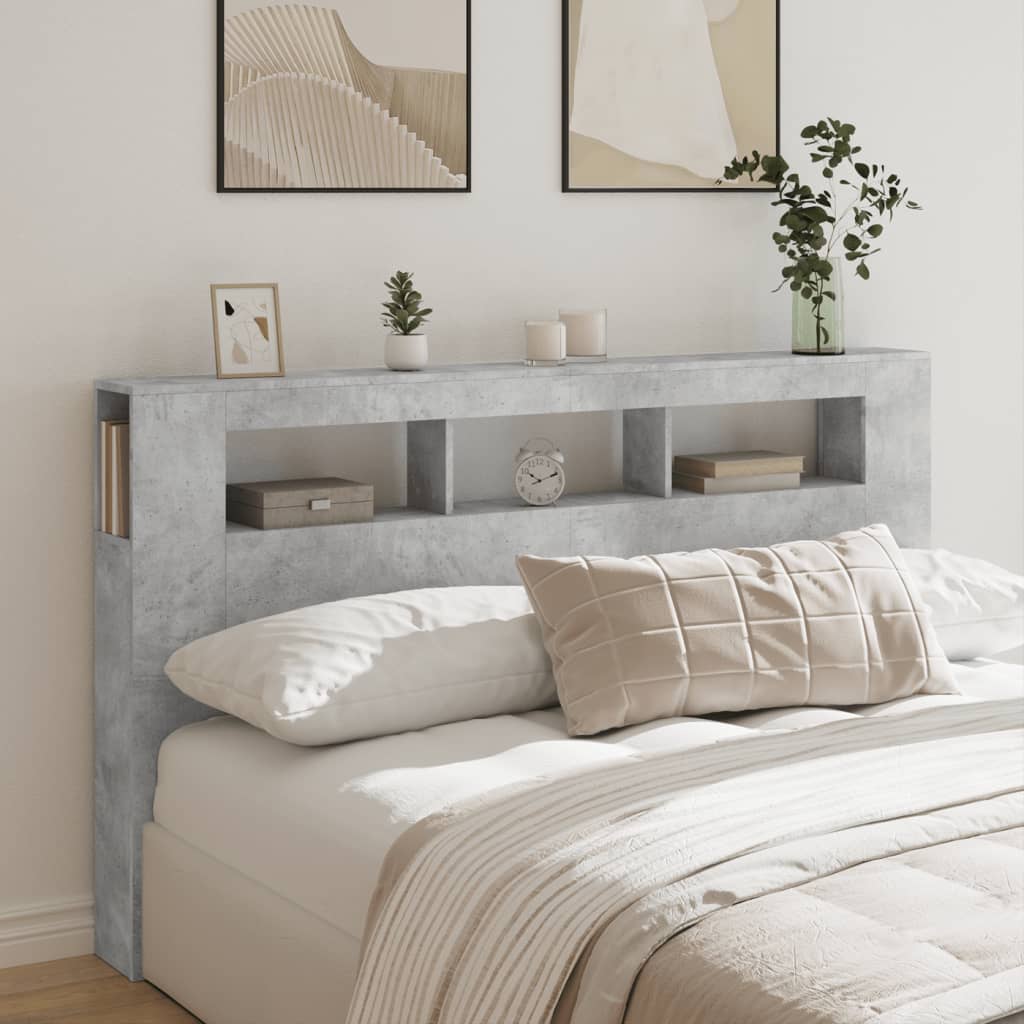 vidaXL LED Headboard Concrete Grey 180x18.5x103.5 cm Engineered Wood