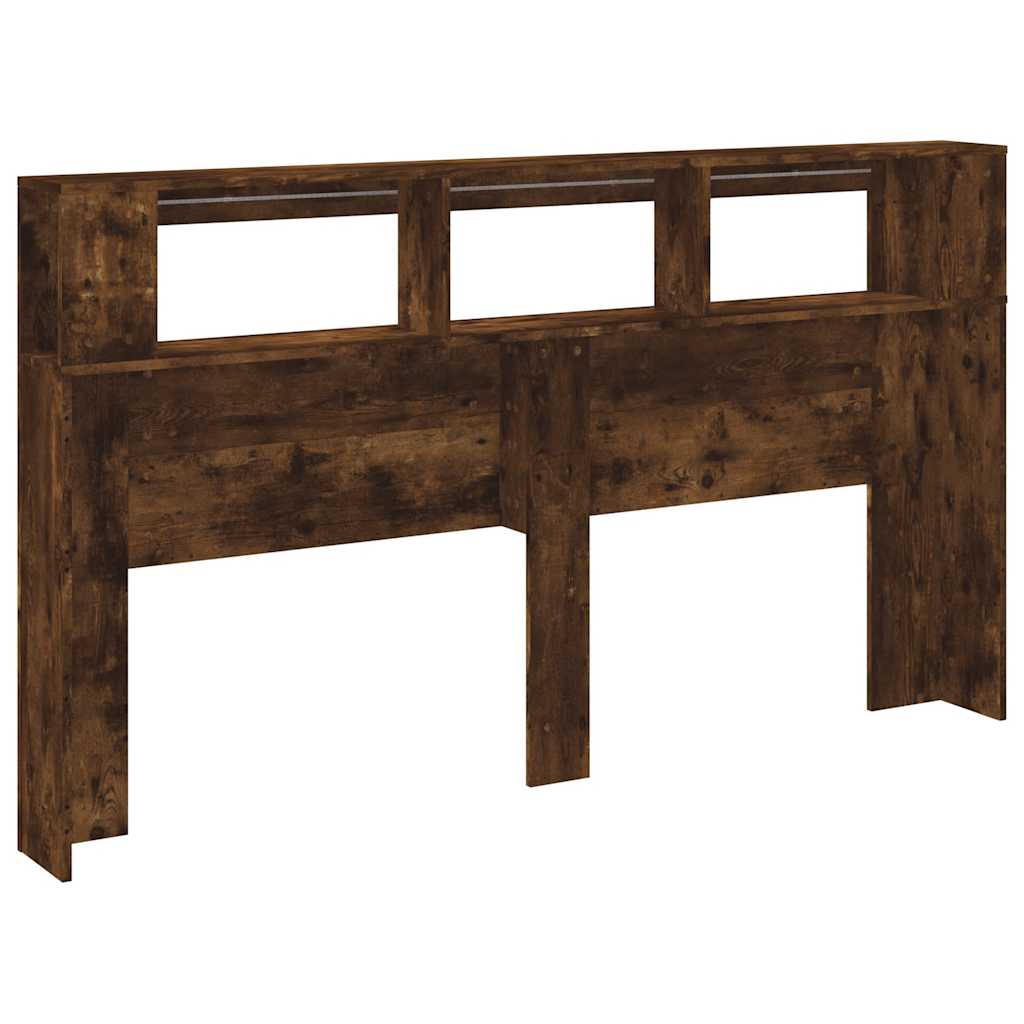 LED Headboard Smoked Oak 180x18.5x103.5 cm Engineered Wood