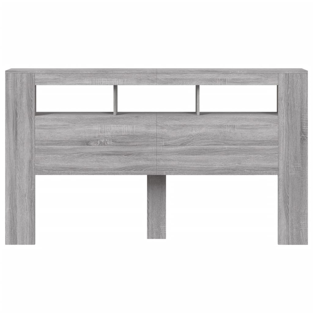 vidaXL LED Headboard Grey Sonoma 180x18.5x103.5 cm Engineered Wood