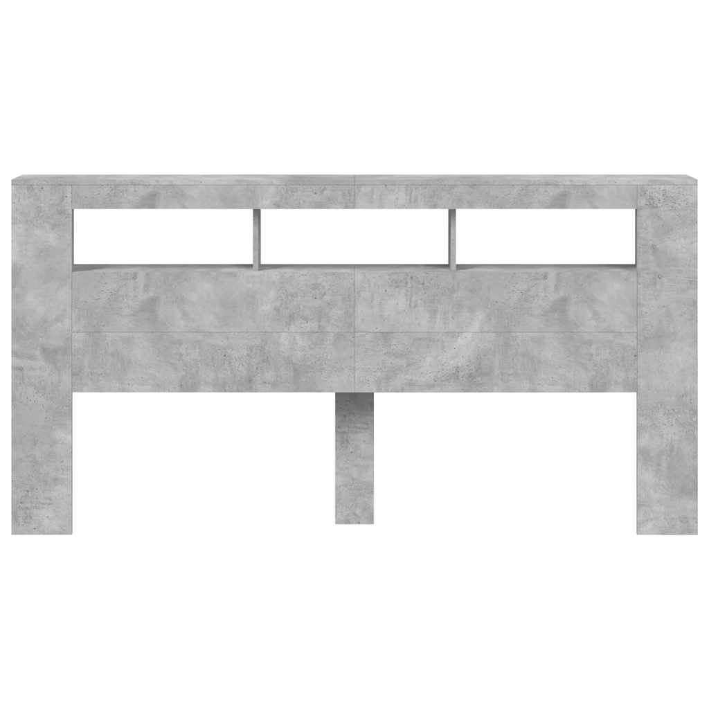 LED Headboard Concrete Grey 200 cm Engineered Wood