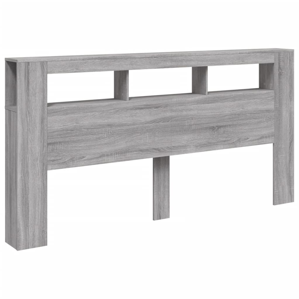 vidaXL LED Headboard Grey Sonoma 200 cm Engineered Wood