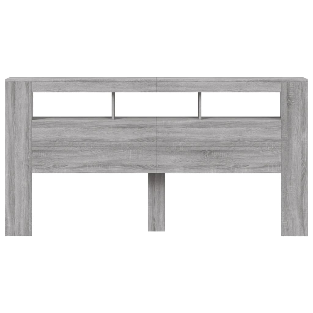 vidaXL LED Headboard Grey Sonoma 200 cm Engineered Wood