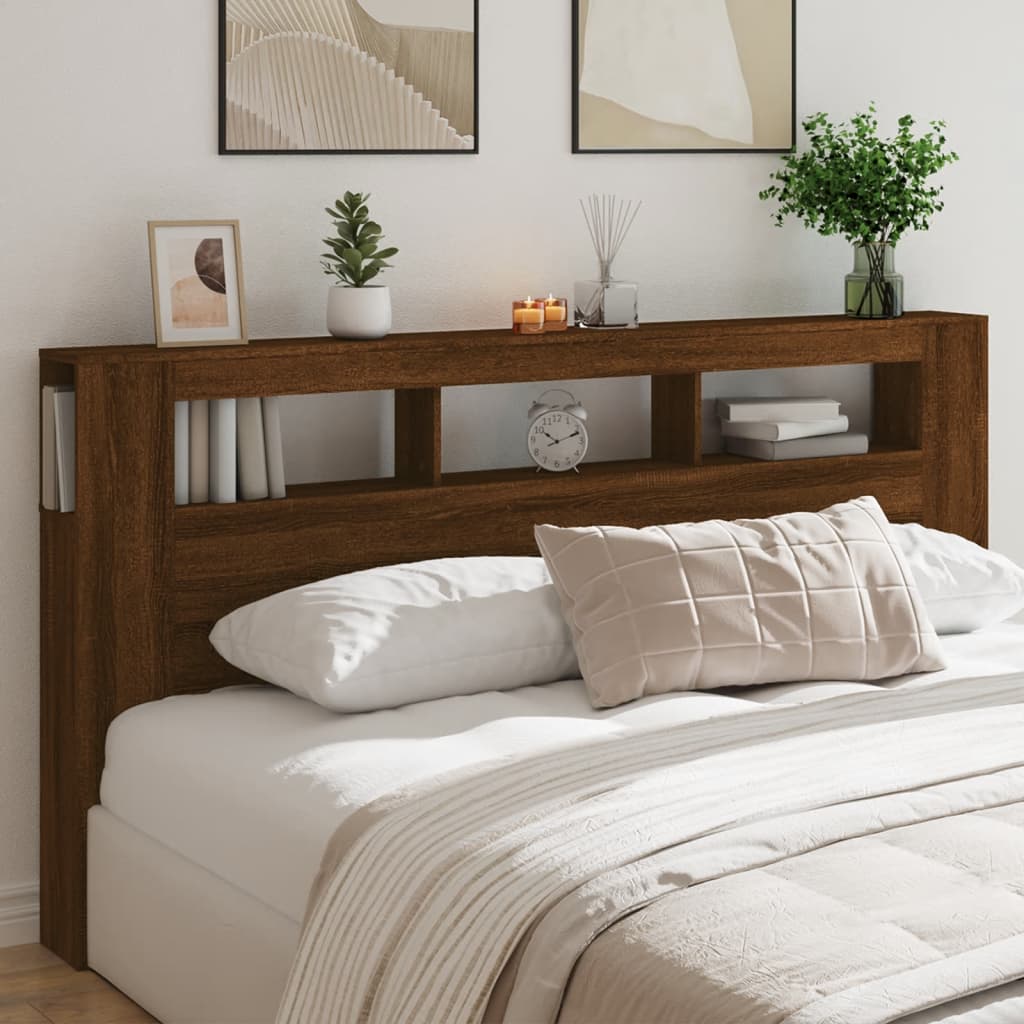 vidaXL LED Headboard Brown Oak 200 cm Engineered Wood