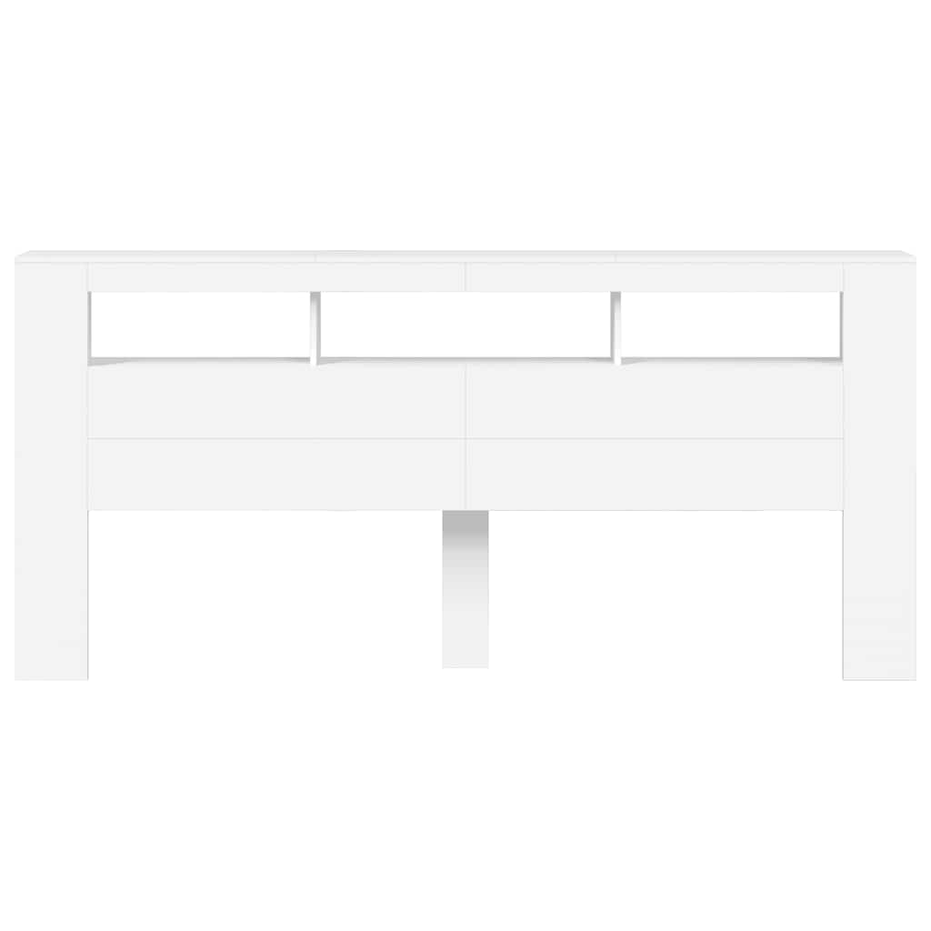 LED Headboard White 220x18.5x103.5 cm Engineered Wood