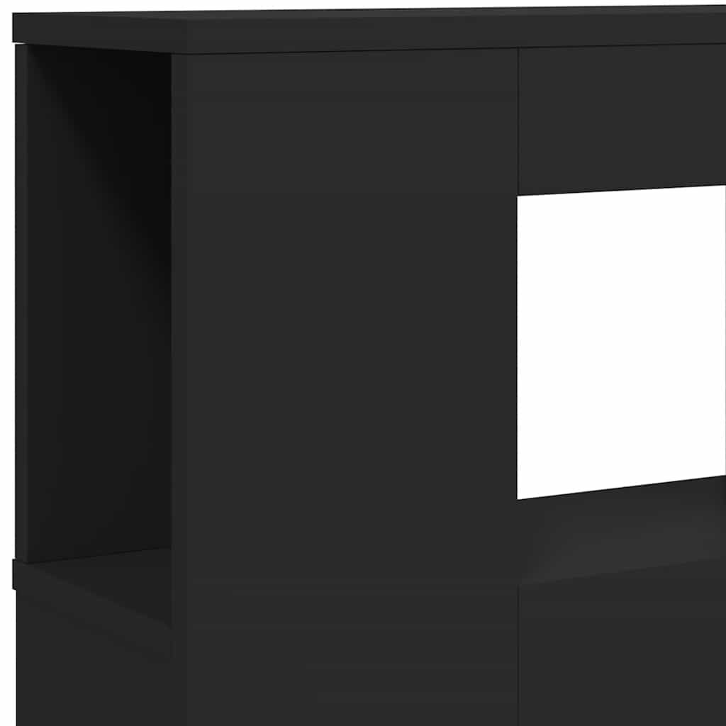 LED Headboard Black 220x18.5x103.5 cm Engineered Wood