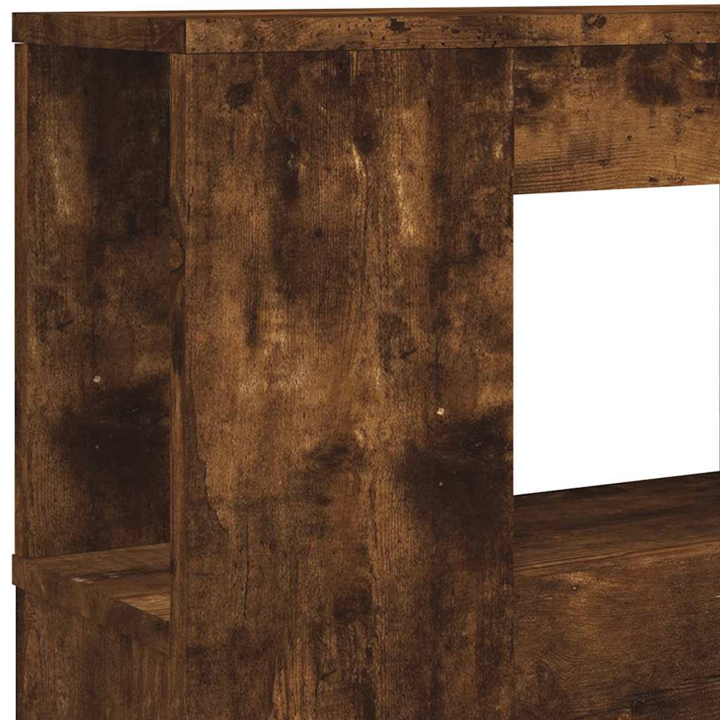 LED Headboard Smoked Oak 220x18.5x103.5 cm Engineered Wood