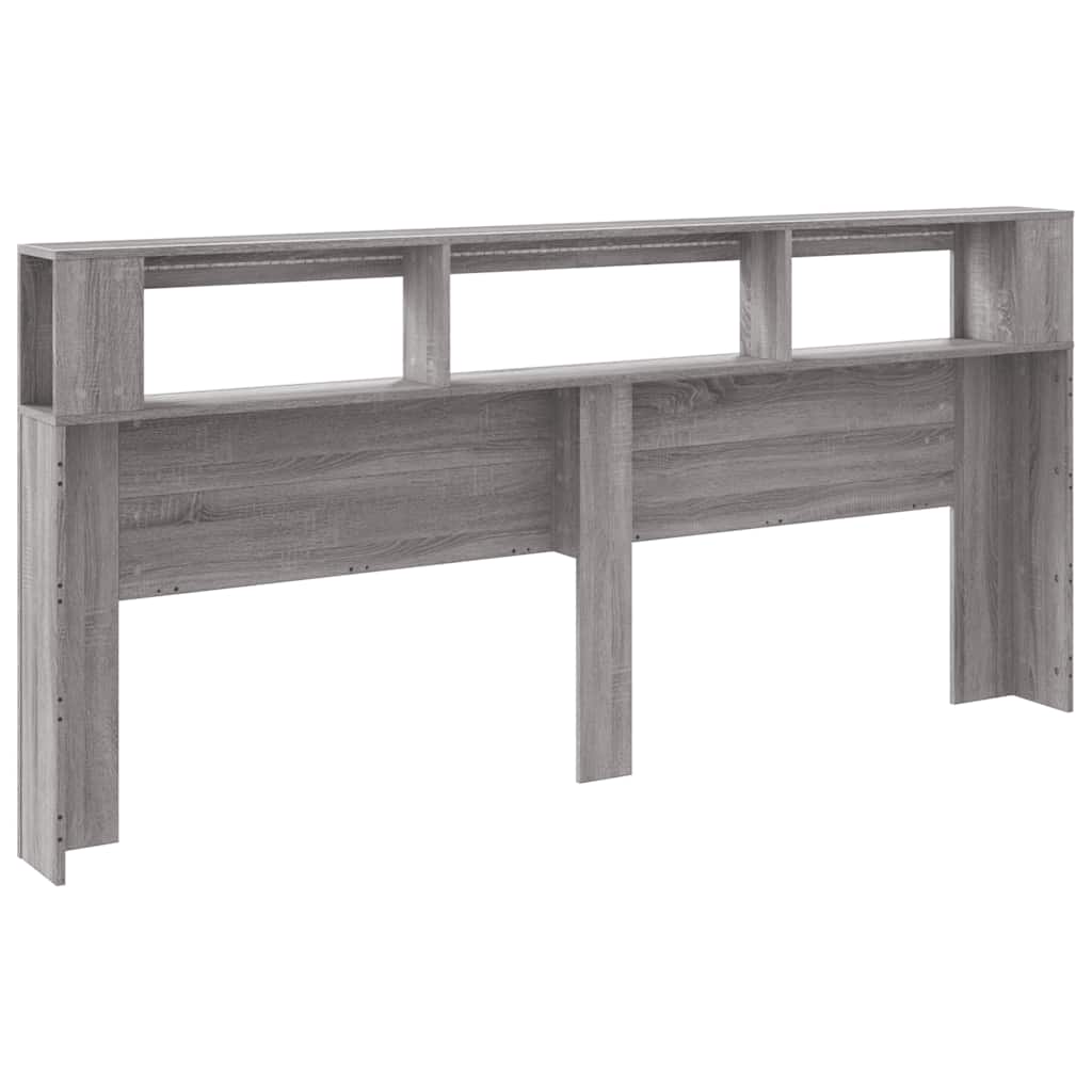 LED Headboard Grey Sonoma 220x18.5x103.5 cm Engineered Wood
