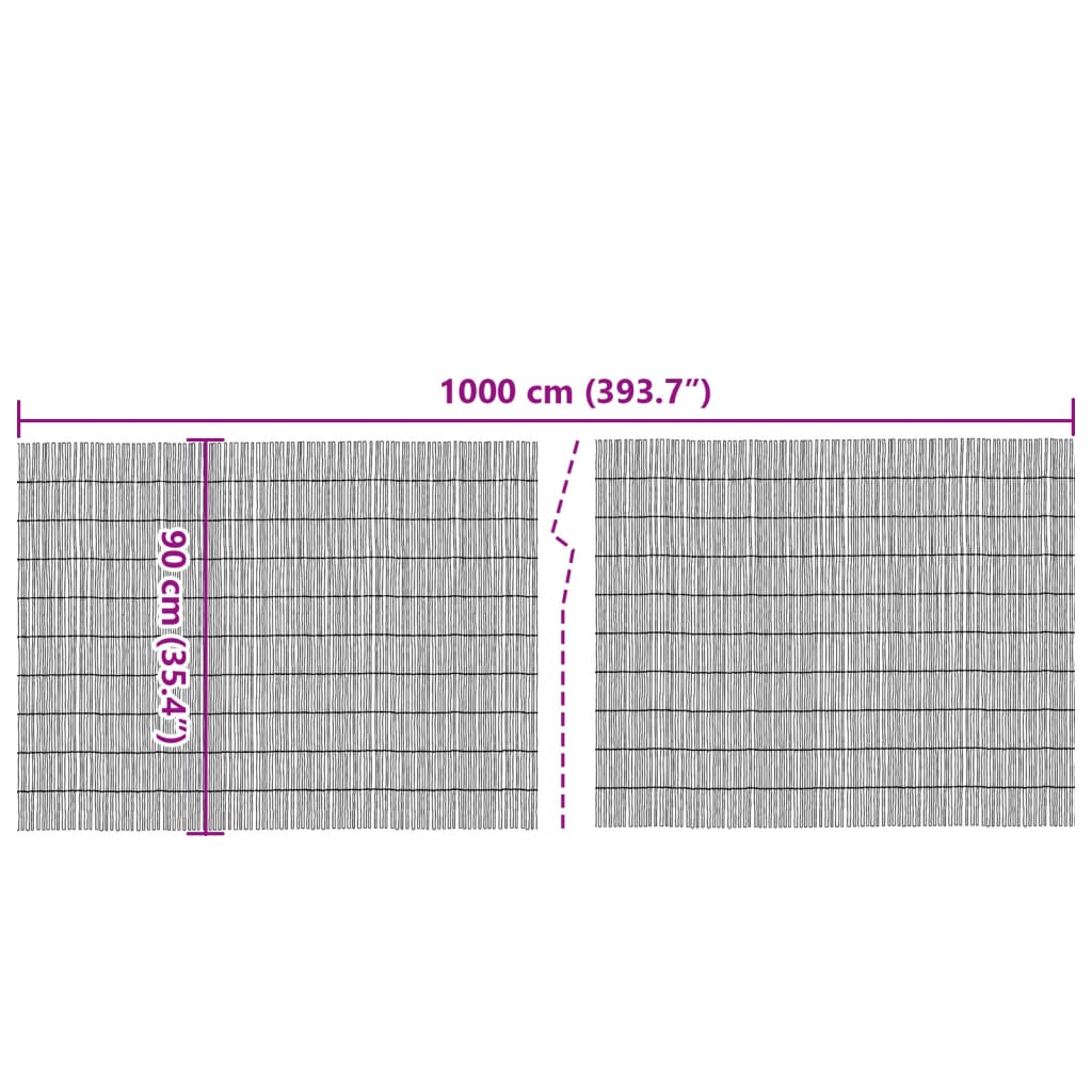 vidaXL Garden Fence 1000x90 cm Reed