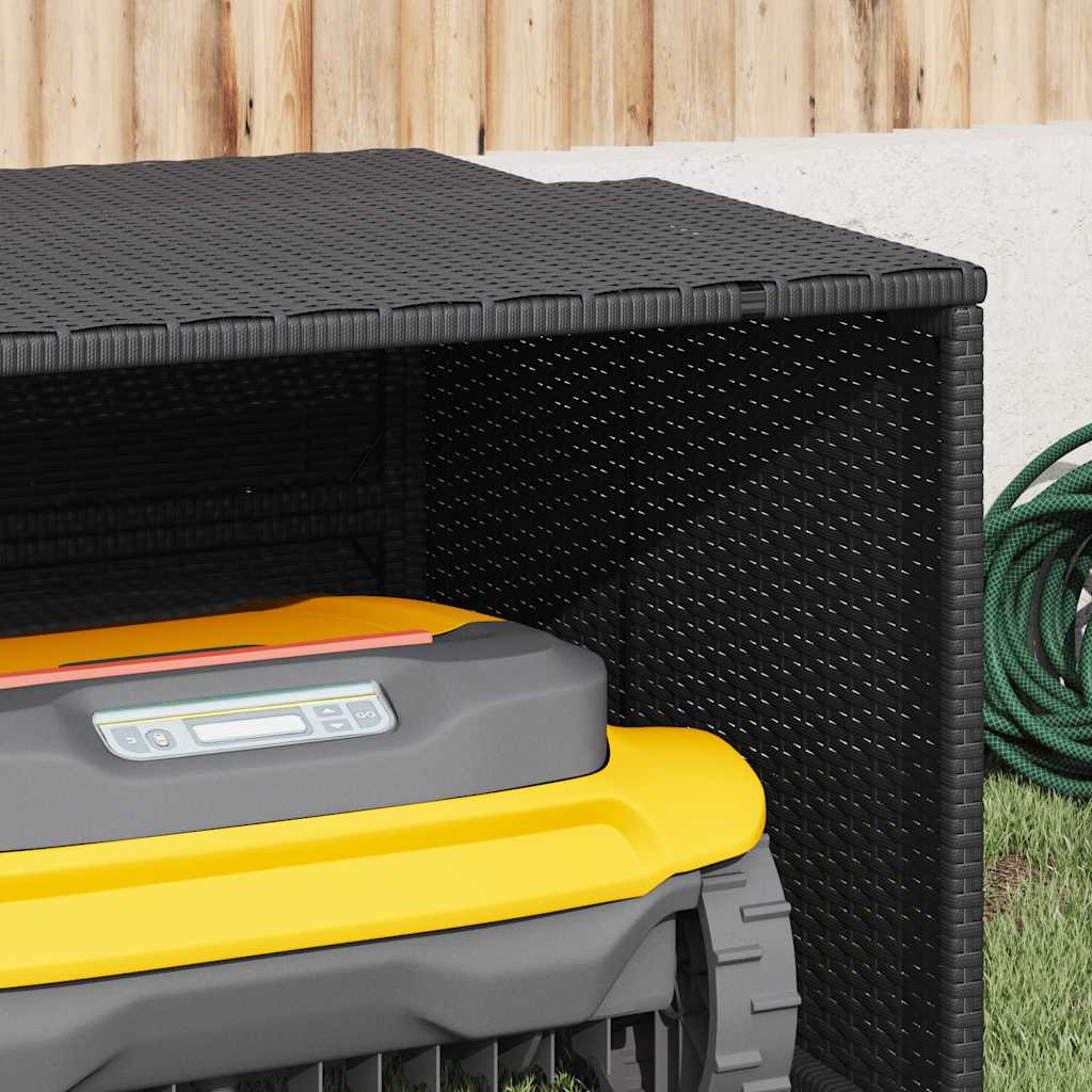 Robot Mower Garage Black 86x90x52/57 cm Poly Rattan