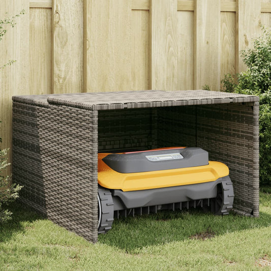 vidaXL Robot Mower Garage Grey 86x90x52/57 cm Poly Rattan